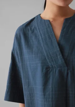 TOAST Sketched Check Cotton Pyjama Top-Women Nightwear