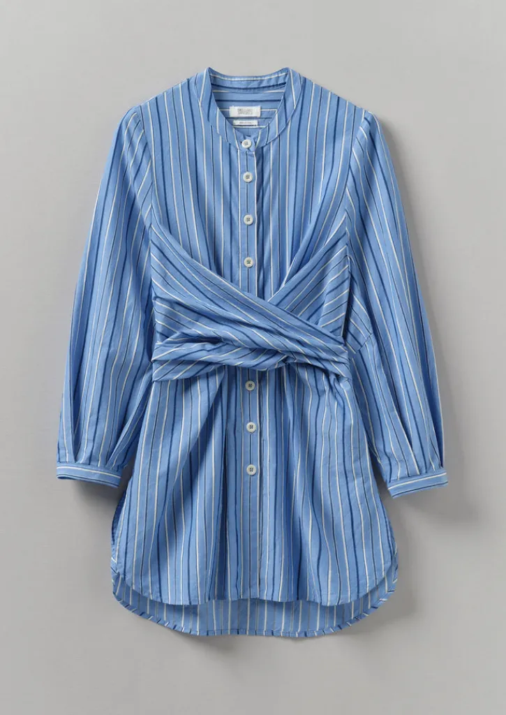 TOAST Stripe Poplin Wrap Front Shirt-Women Tops & Tees