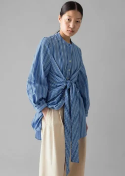 TOAST Stripe Poplin Wrap Front Shirt-Women Tops & Tees