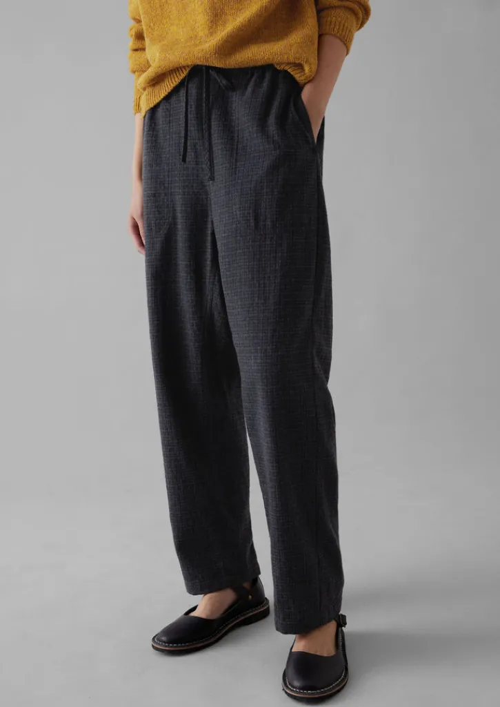 TOAST Suki Wool Cotton Seersucker Check Trousers-Women Trousers