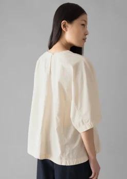 TOAST Textured Cotton Poplin V-Neck Top-Women Tops & Tees