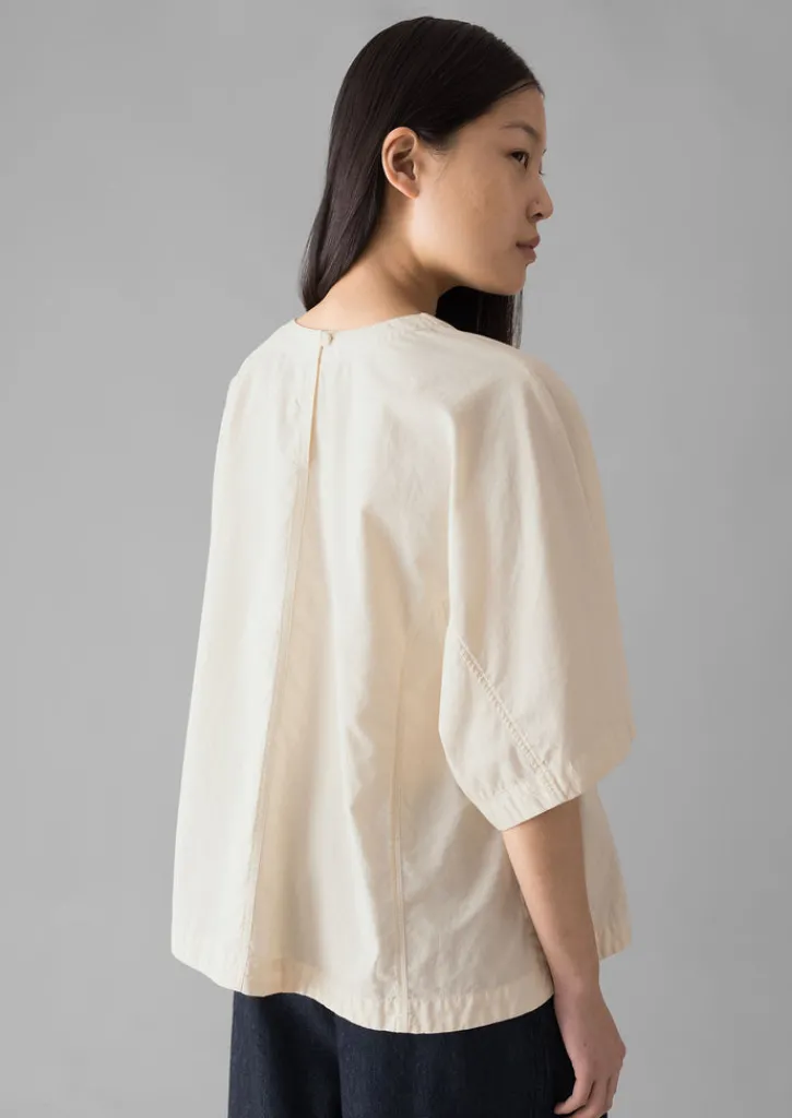 TOAST Textured Cotton Poplin V-Neck Top-Women Tops & Tees