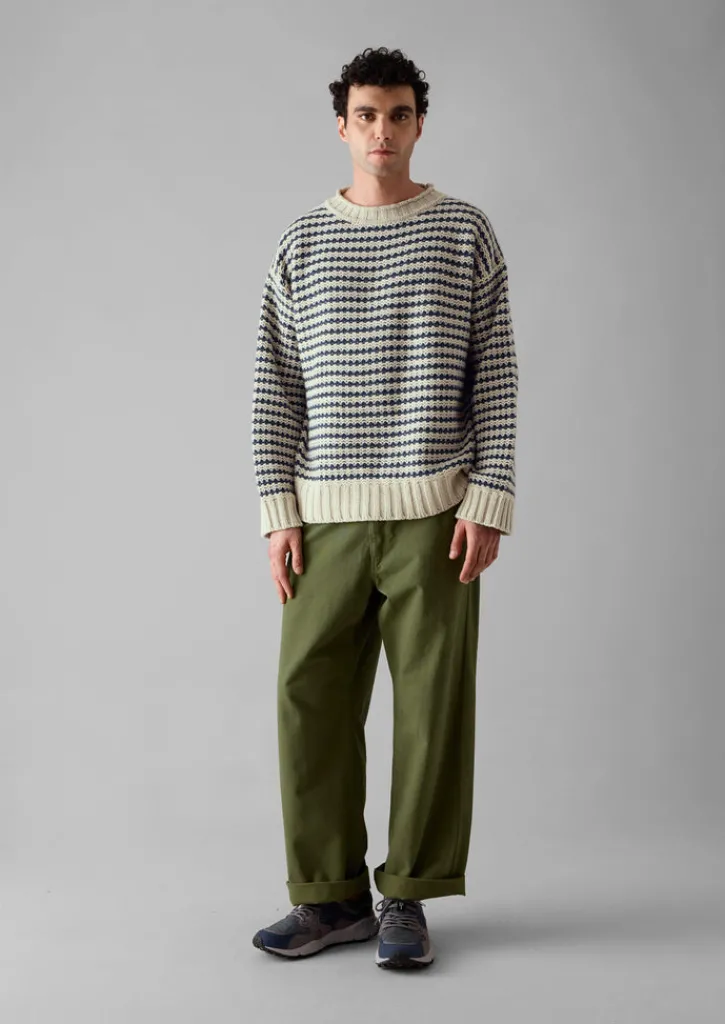 TOAST Tucking Stripe Wool Cotton Sweater- Knitwear