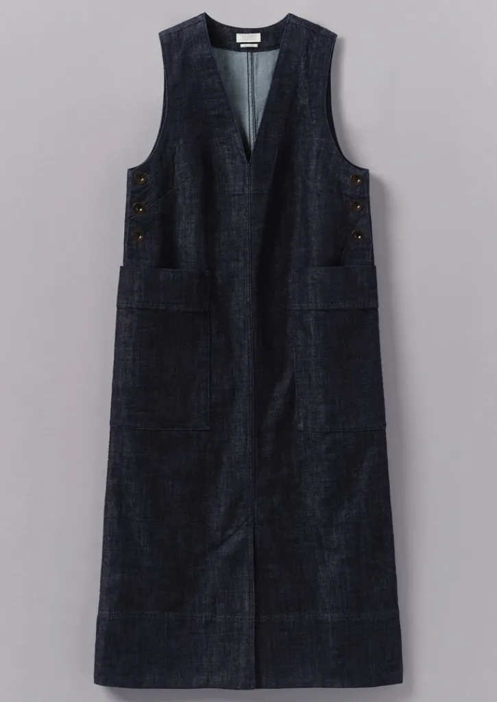 TOAST V-Neck Denim Pinafore Dress-Women Denim|Workwear