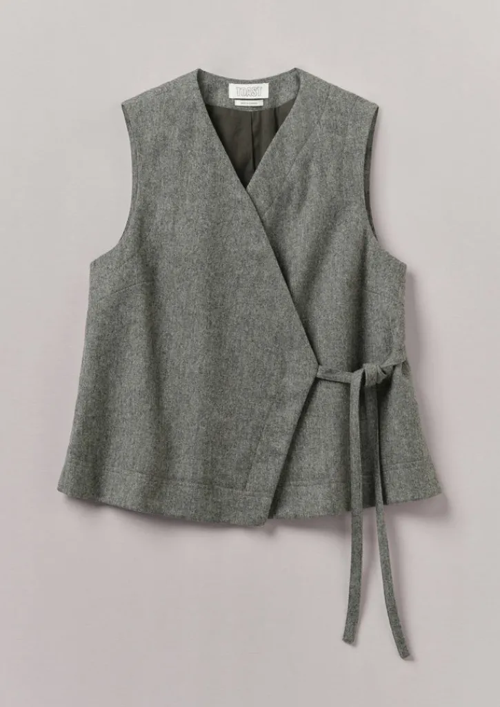 TOAST Wool Flannel Sleeveless Jacket-Women Coats & Jackets