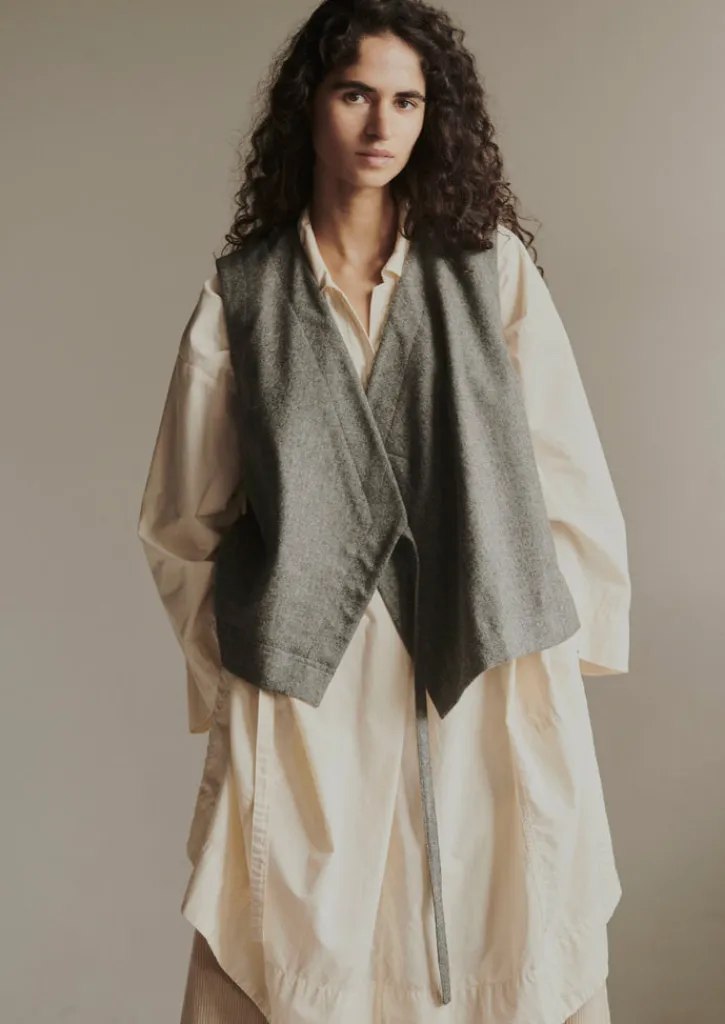 TOAST Wool Flannel Sleeveless Jacket-Women Coats & Jackets