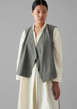 TOAST Wool Flannel Sleeveless Jacket-Women Coats & Jackets