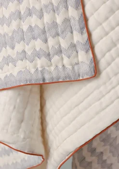 TOAST Zig Zag Block Print Cotton Quilt- Textiles|Blankets & Throws